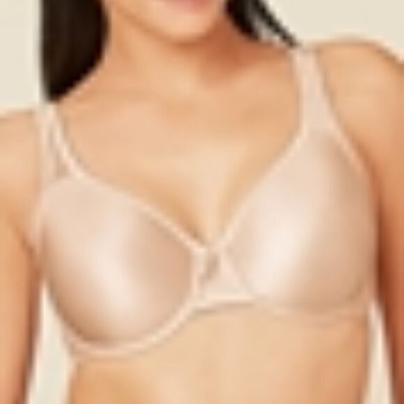 Wacoal Basic Beauty Full Figure Seamless Bra 42DDD Nude Underwire V-Back - Picture 2 of 6